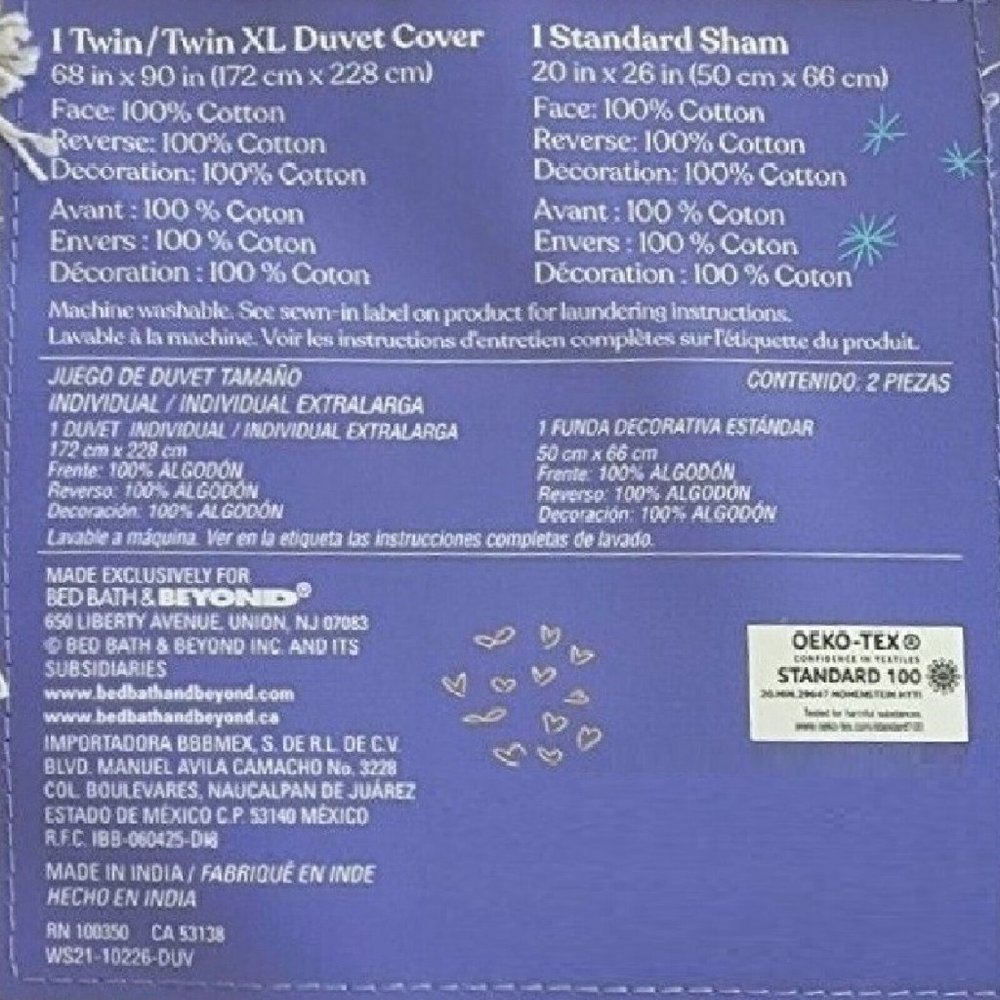 new PEACH Wild Sage Corinna 68"x90" 100% Cotton TWIN XL Duvet Cover Set - Picture 4 of 8